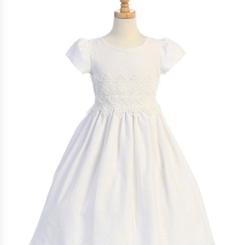 Swea Pea & Lilli Cotton Eyelet w/ Lace Detail Dress- Worn Once First Communion
